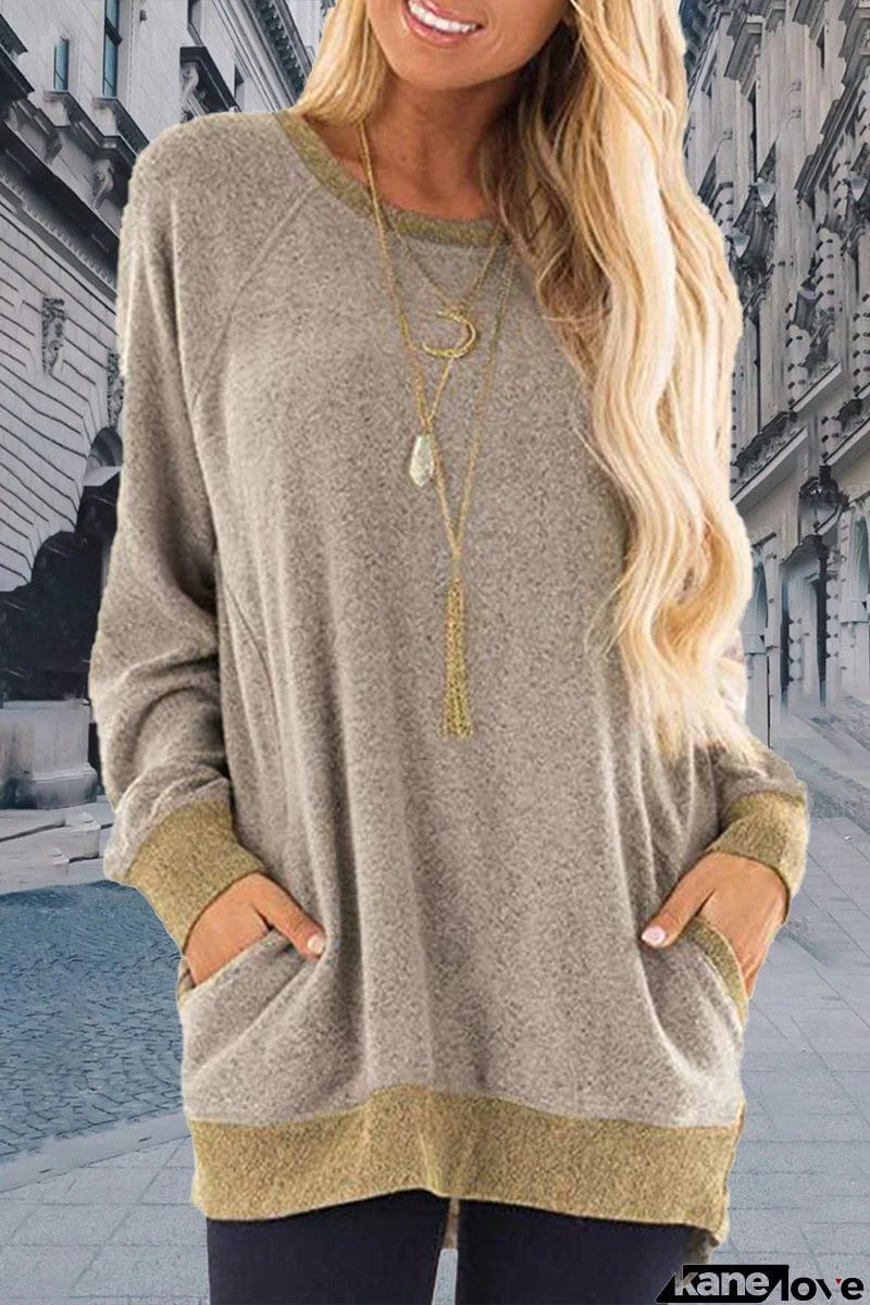 Casual Elegant Solid Contrast O Neck Tops