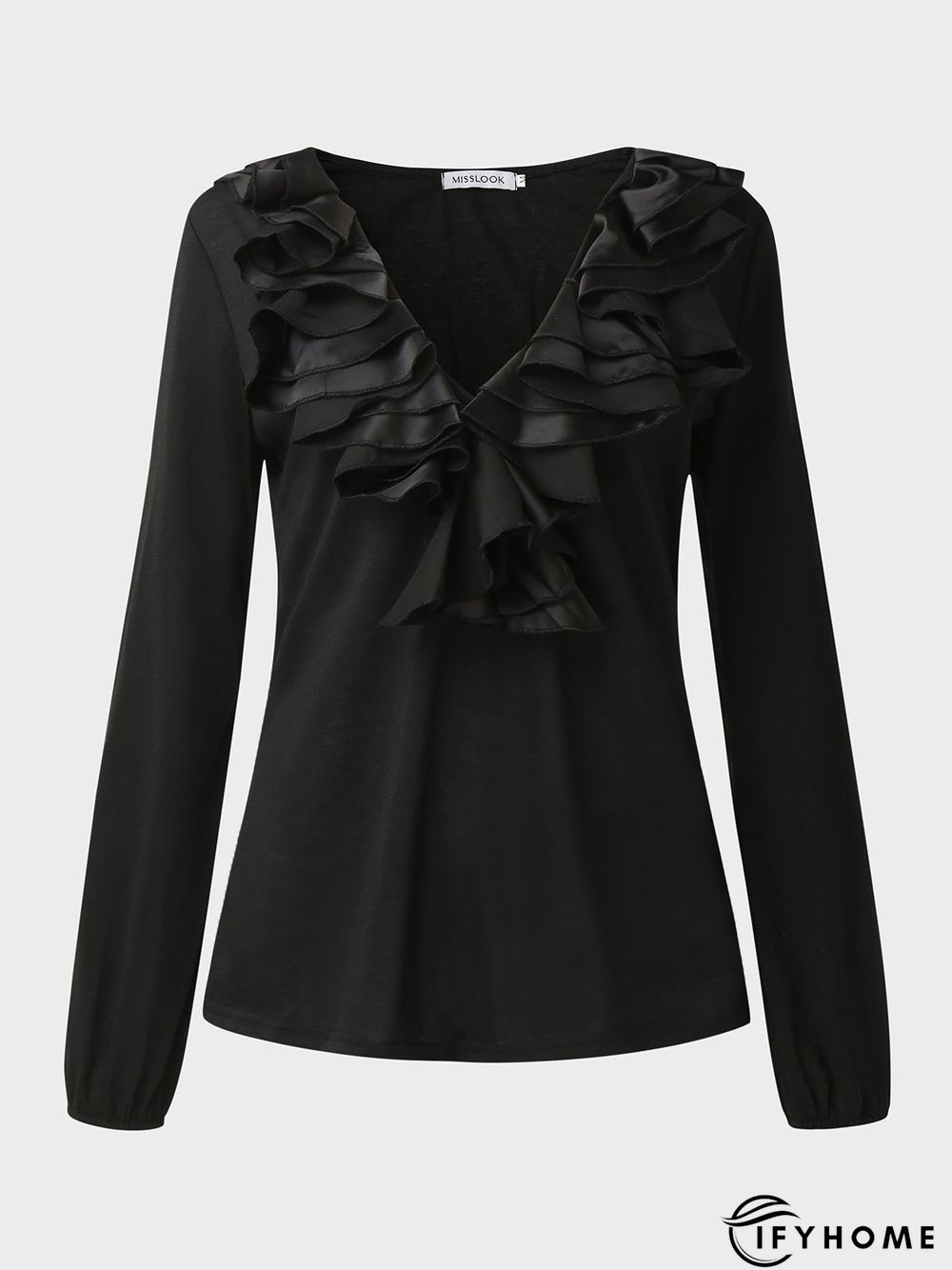 Black Long Sleeve Vintage Top | IFYHOME