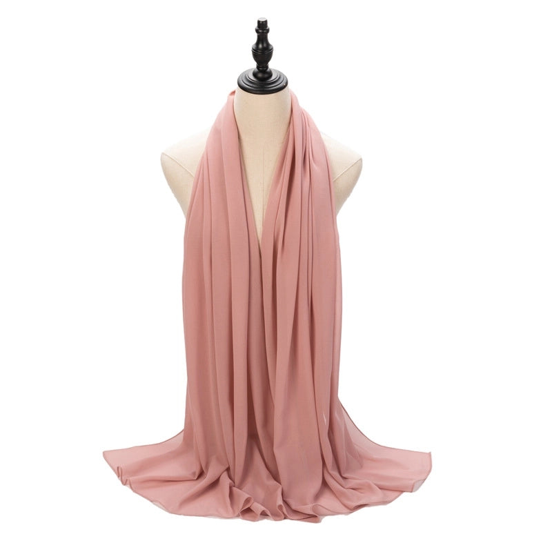 Hot Pearl Chiffon Yarn Muslim Women Hijab Silk Scarf Hui Turban Plain Long Scarf