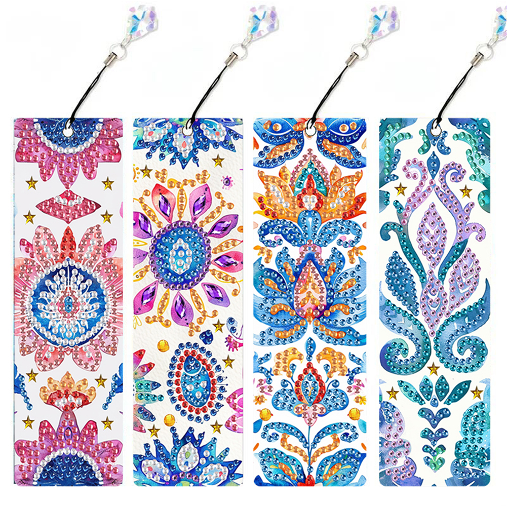 4Pcs Diamond Painting Bookmarks Diamond Art Bookmarks for Book Lovers (Pattern)