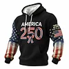 Men's Vintage 250th Anniversary American Flag Print Pocket Hoodie by Inlyline