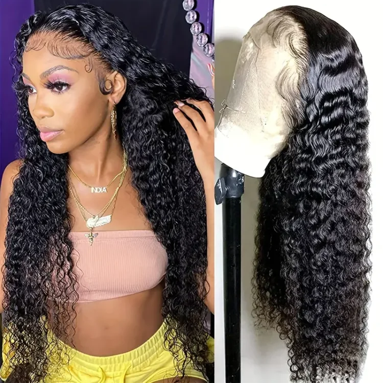 Water Wave Human Hair Lace Front Wigs For Women Brazilian Virgin Human Hair Curly 13x4x1 T Part Lace Front Wig With Baby Hair Pre Plucked Natural Color