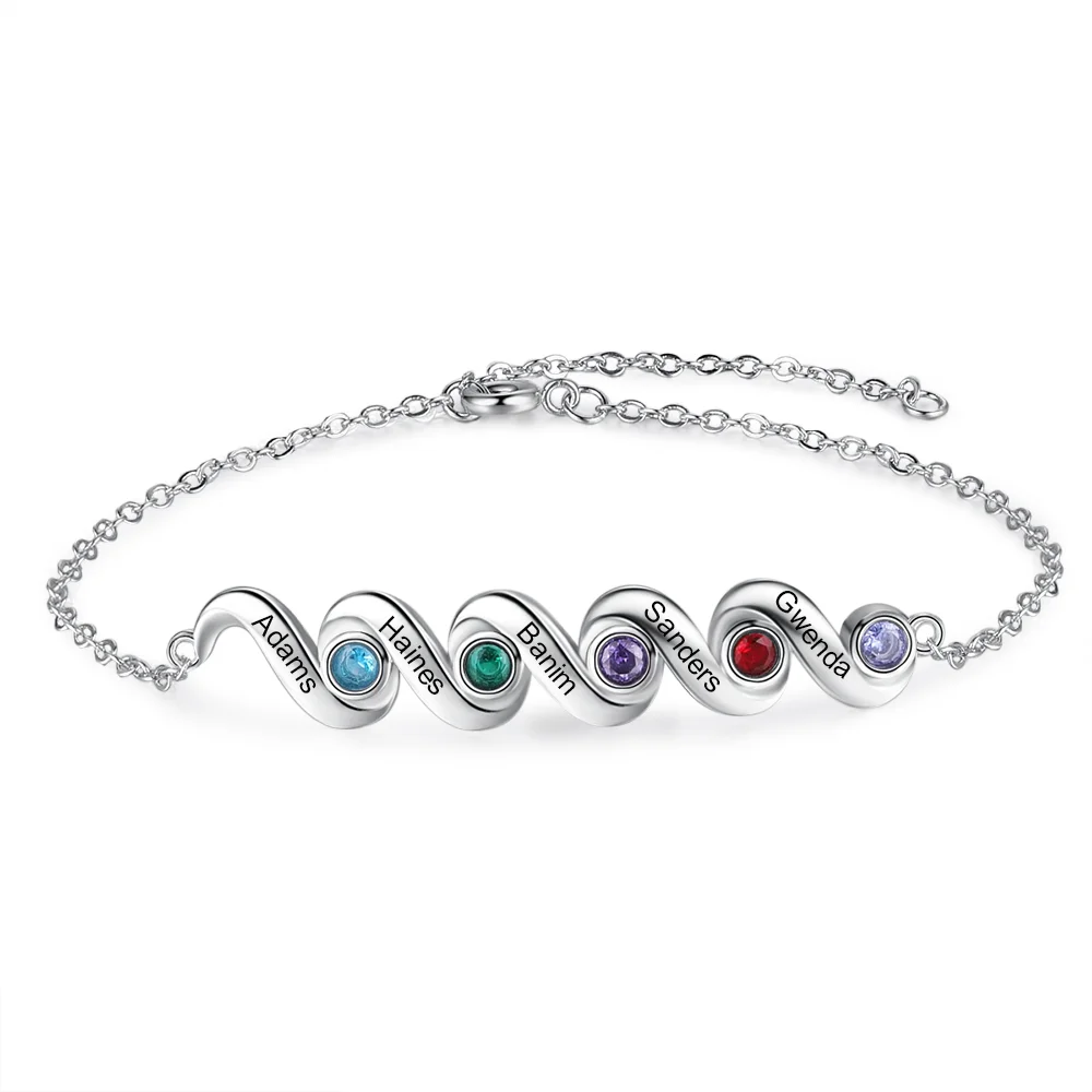 Personalisiertes Armband mit 5 Namen und 5 Geburtssteinen Kettenmachen