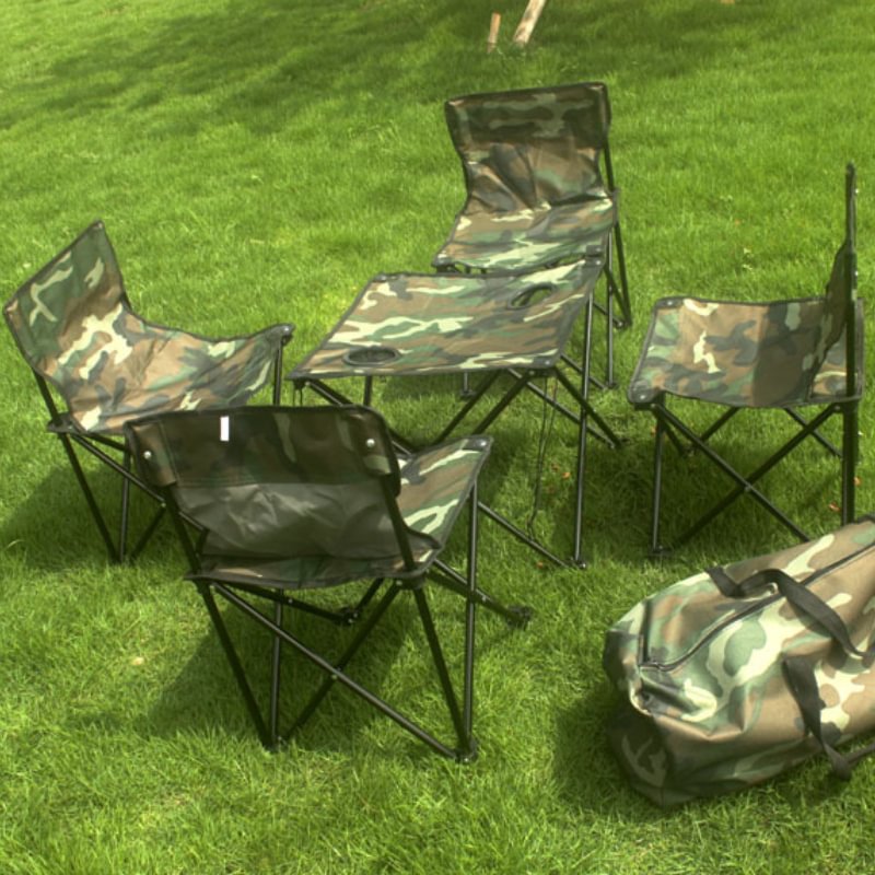 5pack Outdoor Camping Folding Camouflage Chairs Table Set