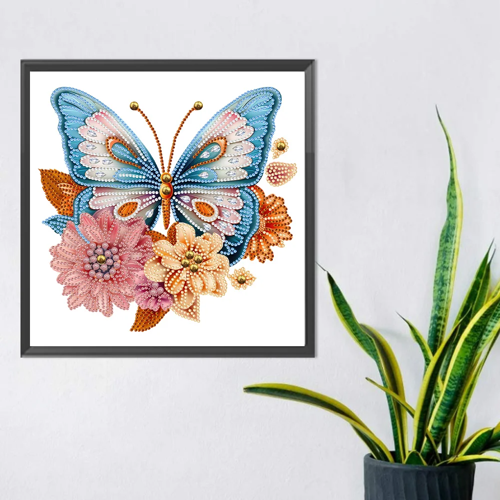 Diamond Painting - Partial Special Shaped Drill - Garden Butterfly(Canvas|30*30cm)