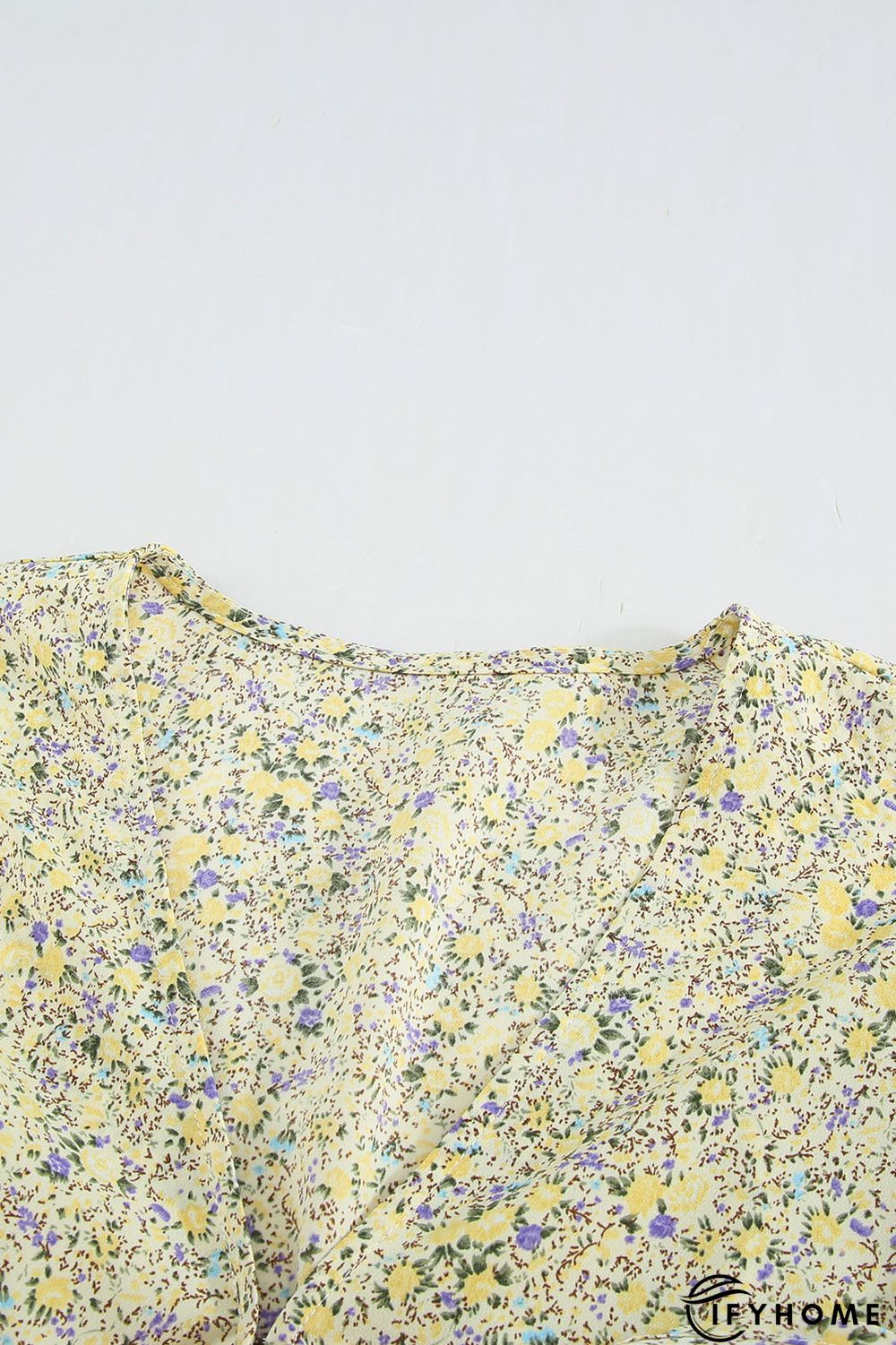 Floral Print Tie Knot Ruffled Short Sleeve Mini Dress | IFYHOME