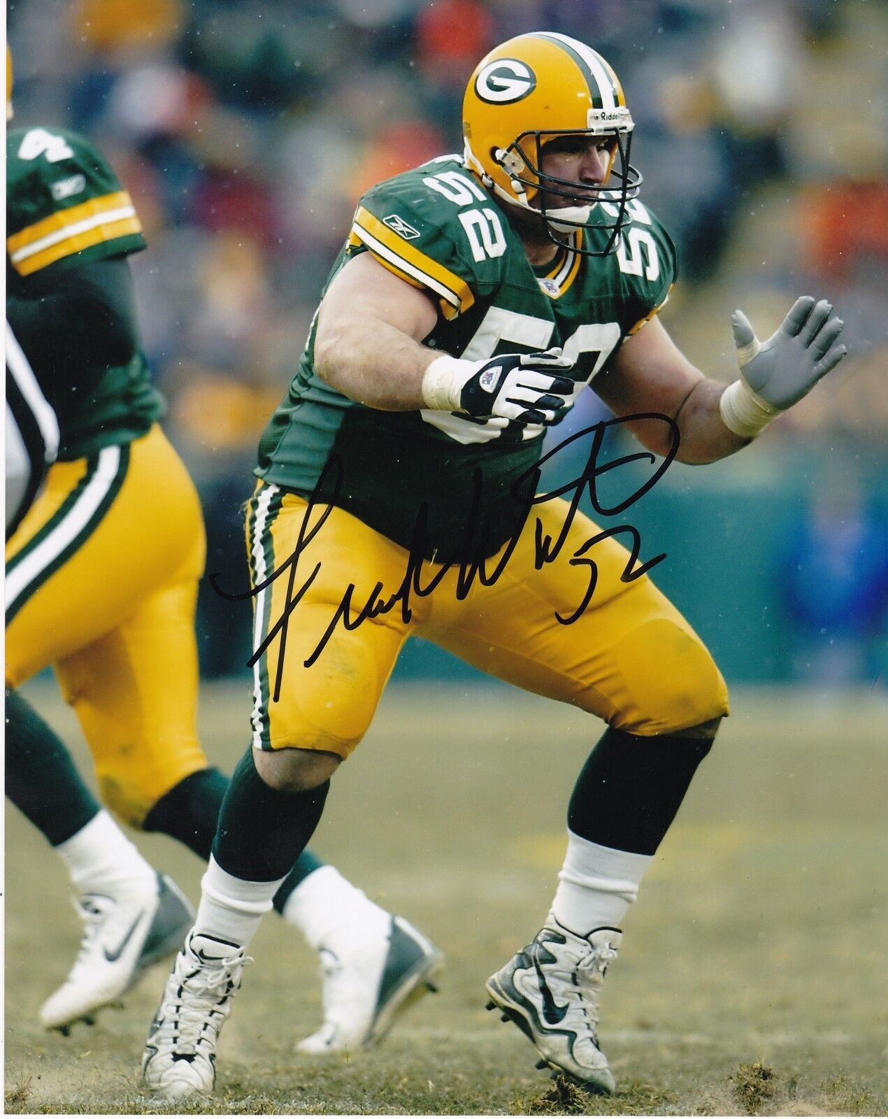 FRANK WINTERS GREEN BAY PACKERS ACTION SIGNED 8x10