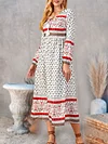 V-Neck Women Weaving Dress Daytime Boho Paneled Weaving Dress
