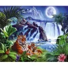 Waterfall And Tiger Views  | Full Round Diamond Painting Kits