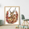 >SALE<Full Embroidery Cotton Thread 14CT Printed Xmas Deer Family Cross Stitch 36x47cm