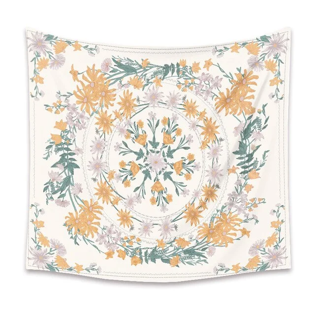 Indian Mandala Flower Tapestry Wall Hanging Psychedelic Tapestry Wall Hanging Decor for Living Room Bedroom Bohemian Plant Print