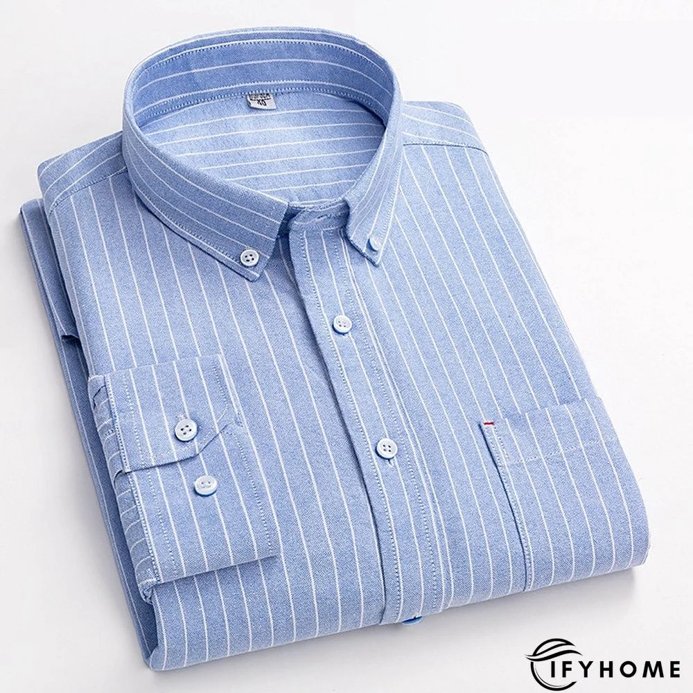 Men's Denim Shirt Turndown Spring &  Fall Long Sleeve A B C Plaid / Striped / Chevron / Round Daily Wear Clothing Apparel Print | IFYHOME