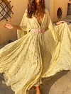 Spangle Reversible Flared Sleeves Maxi Dresses