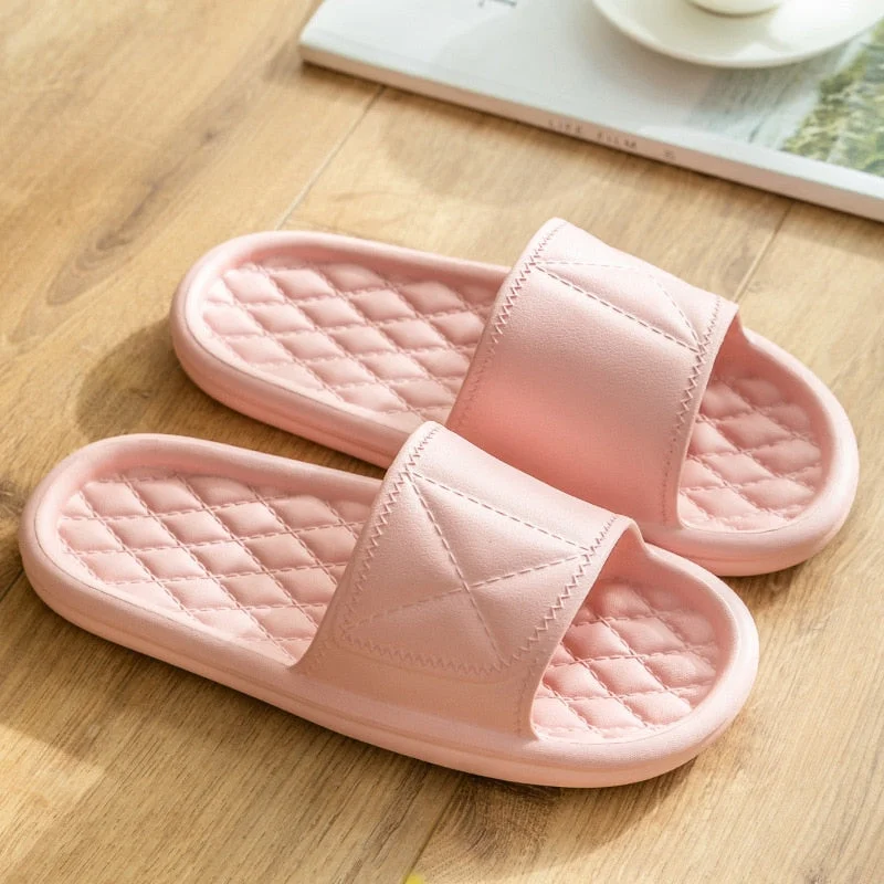 2021 New Women Summer Slippers Thick Bottom Indoor Home Slides House Bathroom Non-Slip Soft Massage Sole Cool Slippers