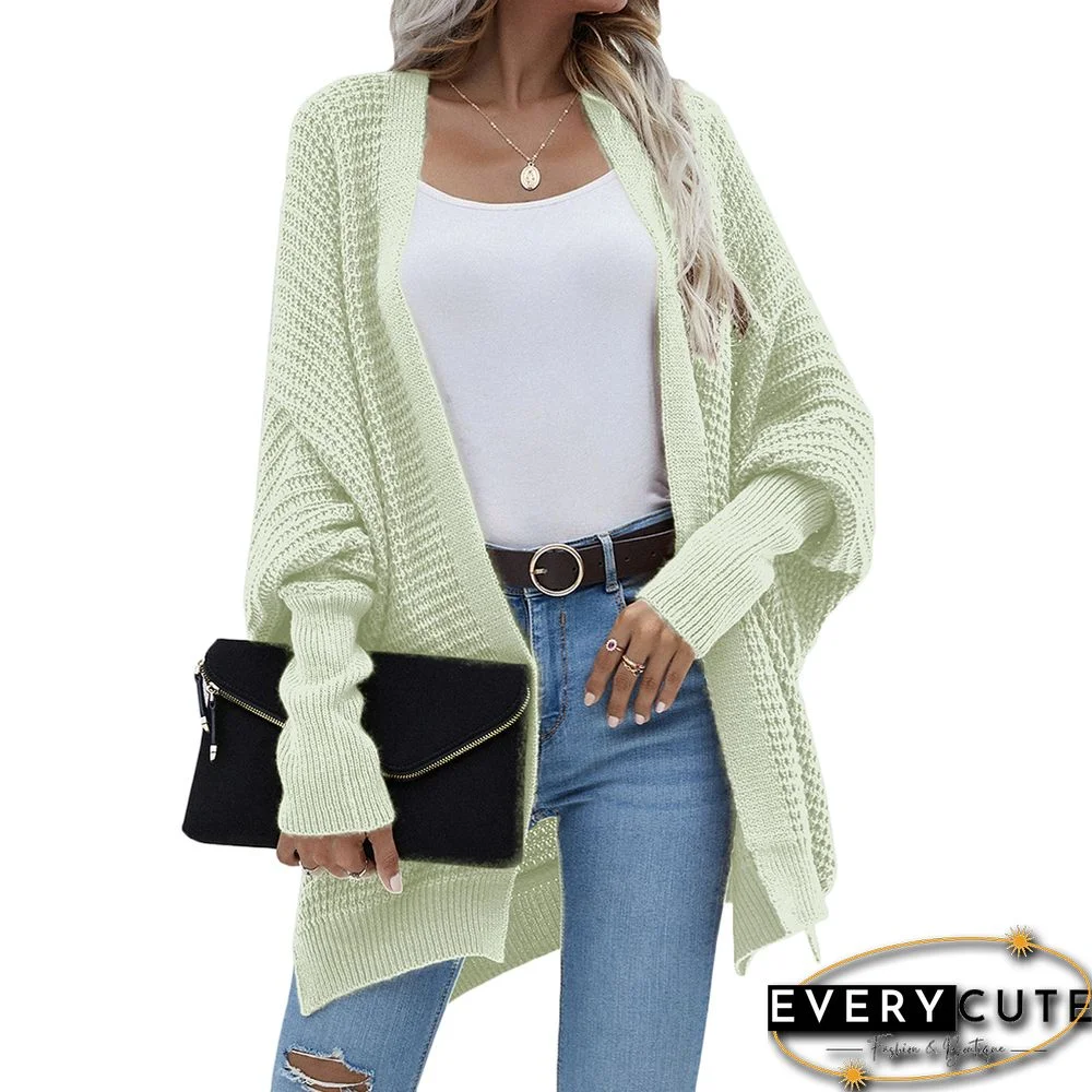 Light Green Drop Shoulder Oversized Long Cardigan