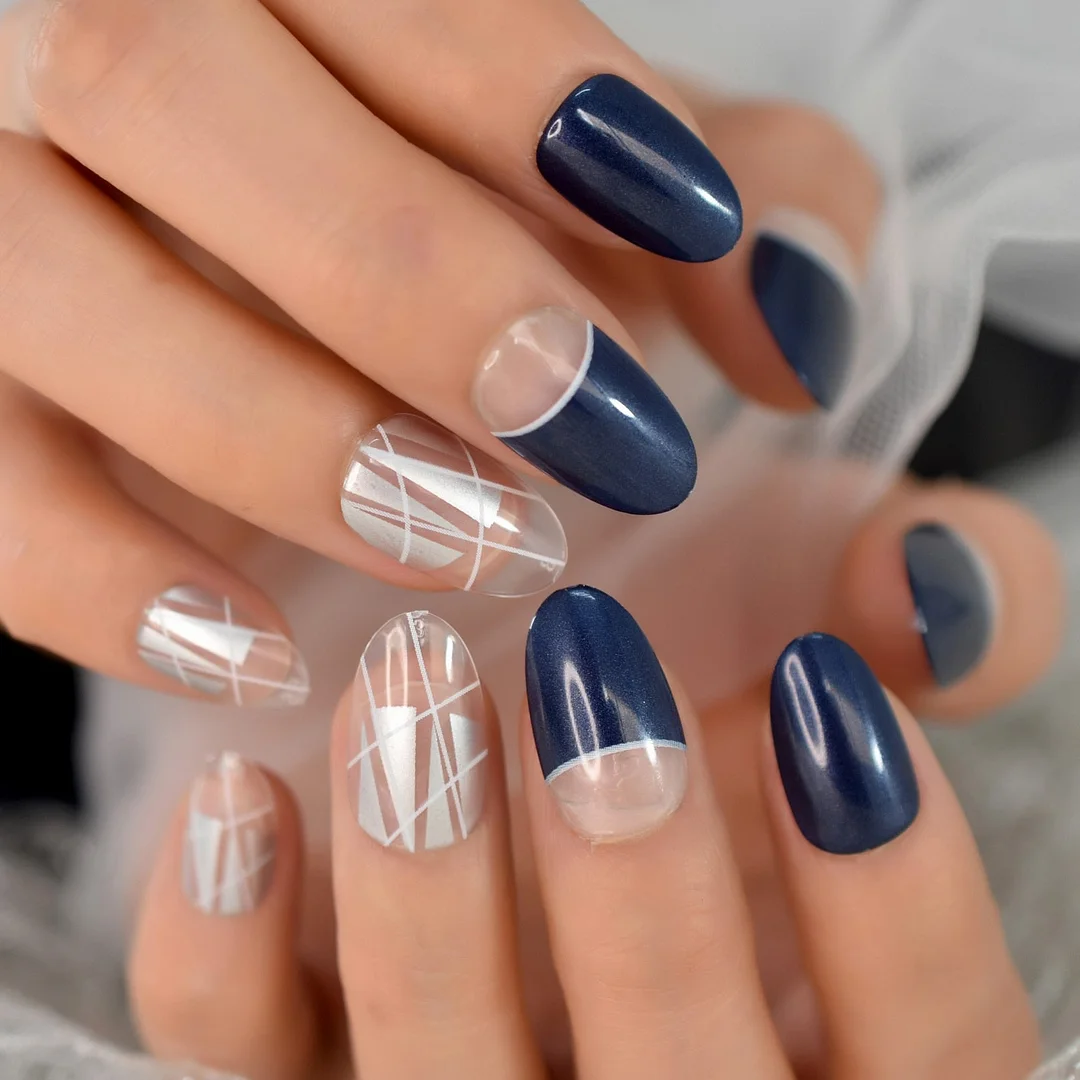 Light Pink Oval Fake Nails Daily Style Gold Glitter MOO Short Nail Art Tips Press on Nails Shimmer Manicure Tip with Adhesive-Nail Inspo