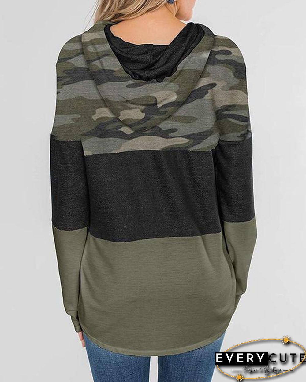 Color Block Splicing Drawstring Hoodies