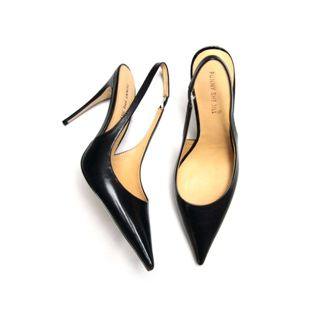 Elastic Band Slingback Heels Stiletto Heel Pumps Pointed Toe Shoes