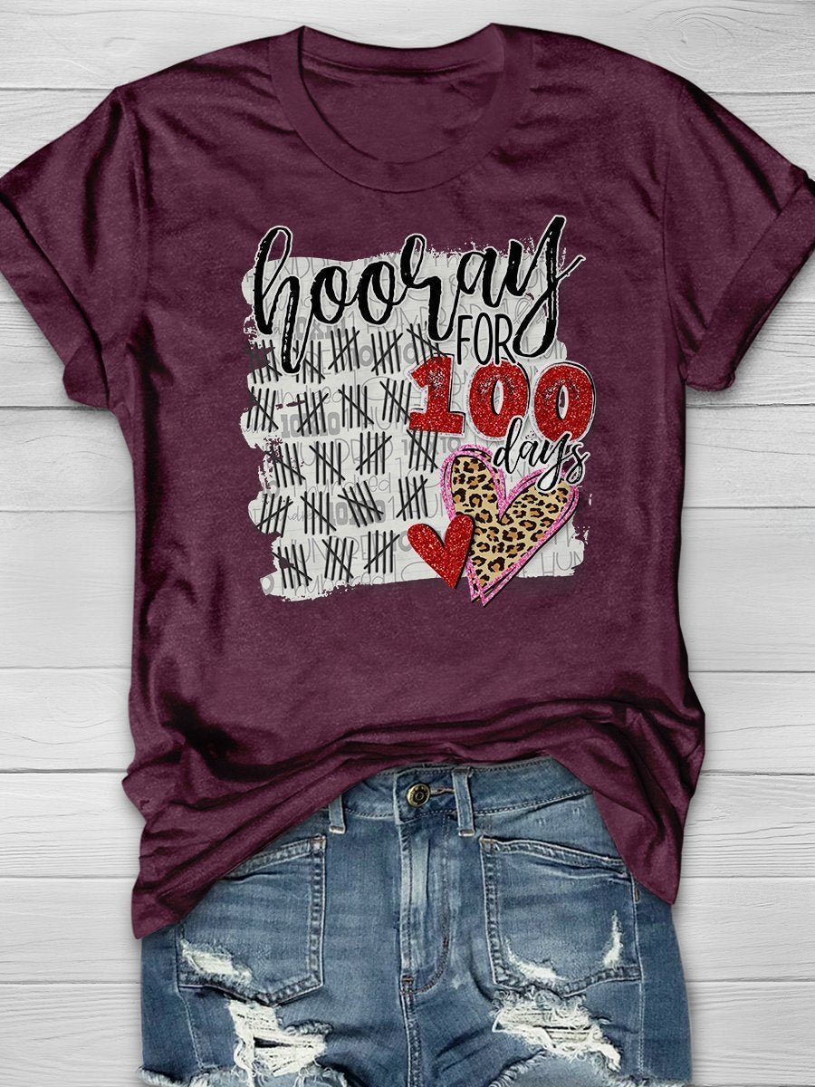Hookay For 100 Days Print Short Sleeve T-shirt