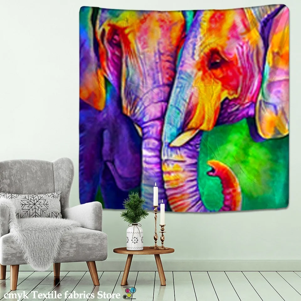 lion tapestry printed oil painting art tapestry psychedelic animal Cartoonwall hanging beach towelHanging Kids Room Decor