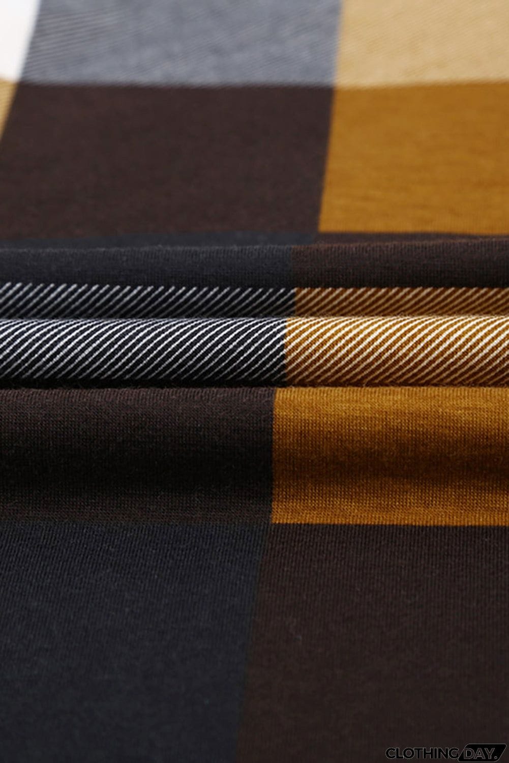 Contrast Plaid V Neck Long Sleeve Top