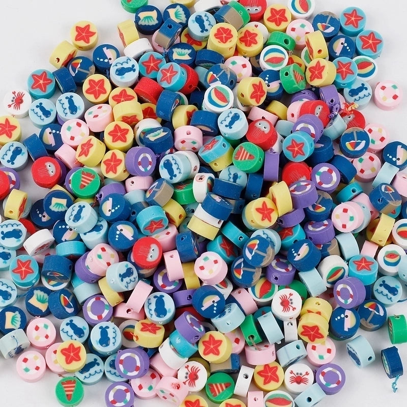 1 Pack Soft Clay Rainbow Heart Shape Beads