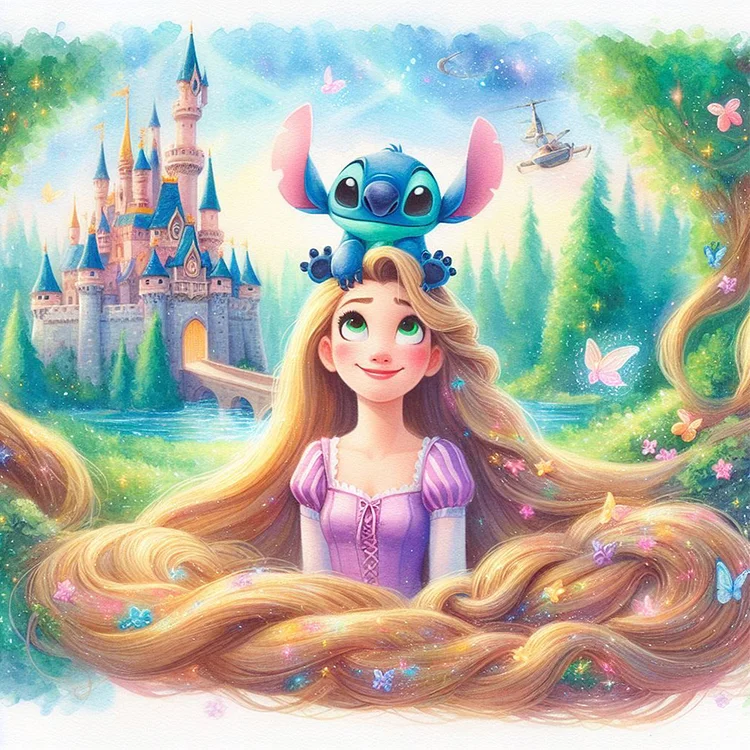 Full Round Diamond Painting - Disney Stitch And The Princess 40*40CM