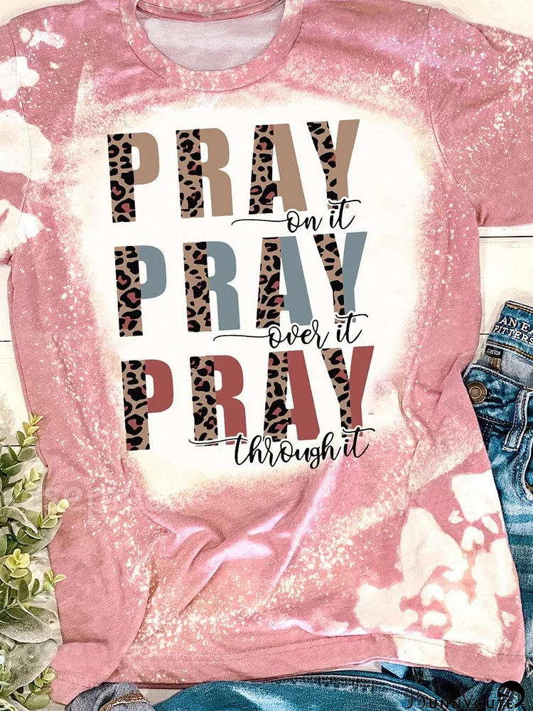 Pink Tie Dye Tee with PRAY Graphic