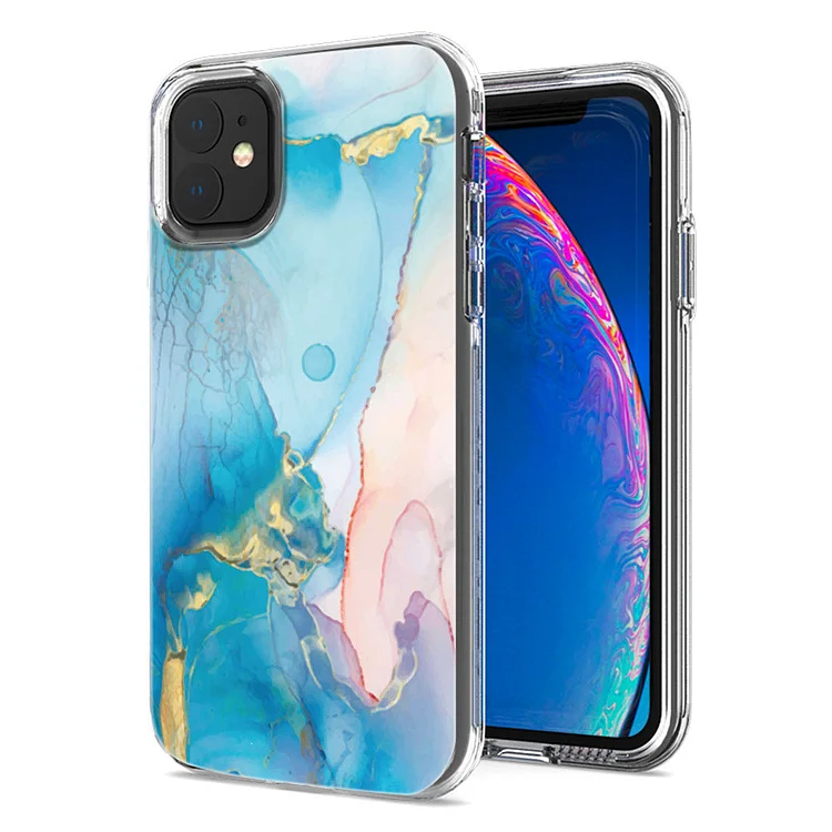 2023 Luxury Electroplated Marble Painted Transparent Protective Case For iPhone