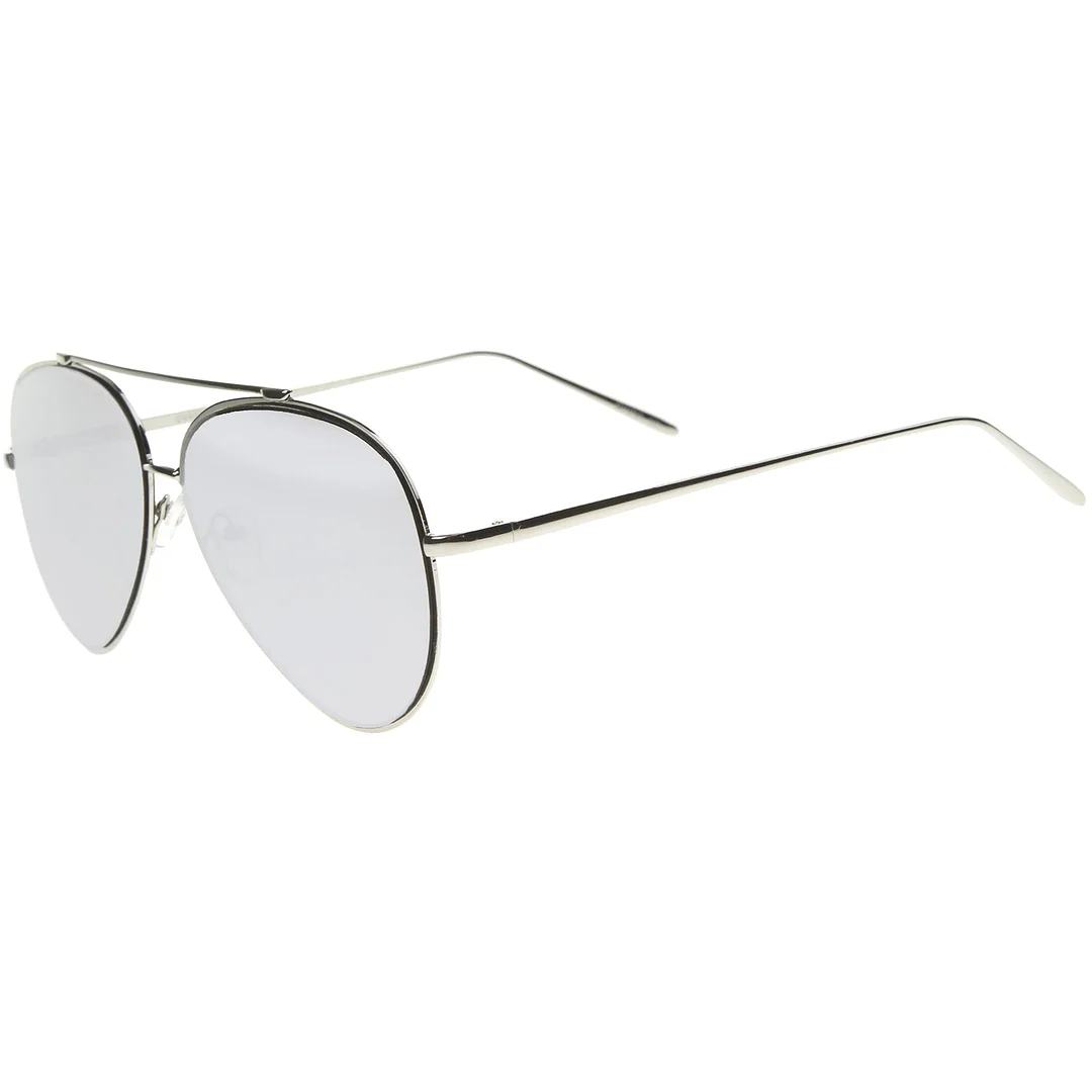 Fashion Teardrop Rimless Mirror Flat Lens Metal Frame Aviator glasses 58mm