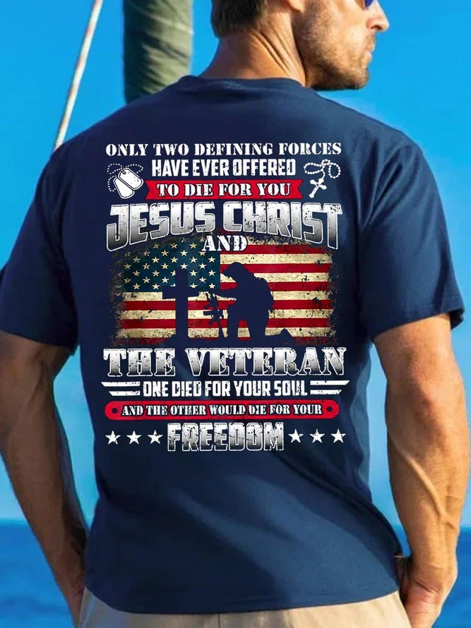 Mens God Jesus Christ Die For Your Soul Veterans For Your Vintage Graphic T-Shirt