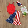 Baby Girl Independence Day Sleeve Solid Romper Striped Sets
