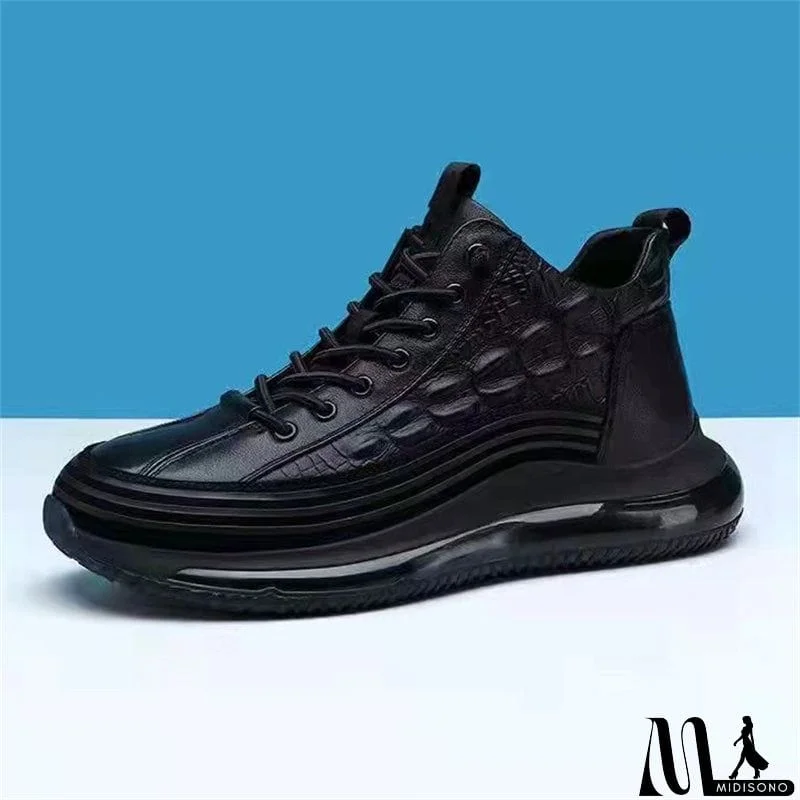 MidiSono - Stylish High Top PU Embossed Men's Shoes