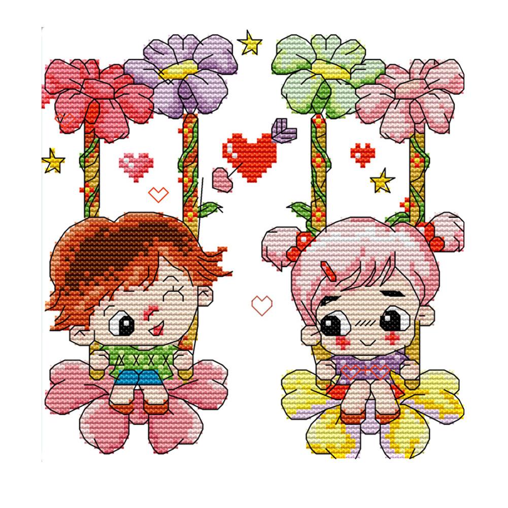 

Swing Couple - 14CT Stamped Cross Stitch - 21*21CM, 501 Original