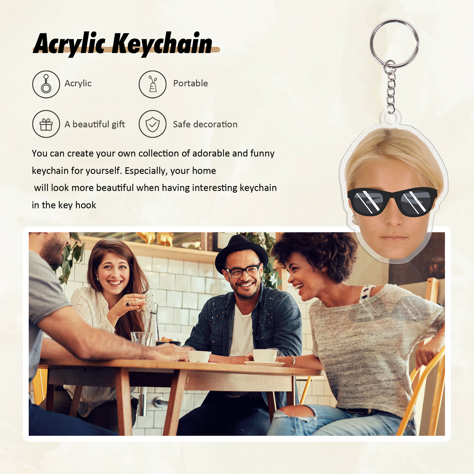 Custom Photo Acrylic Keychain Funny Keychain Personalised Gift for Him/Her-Jessemade AU