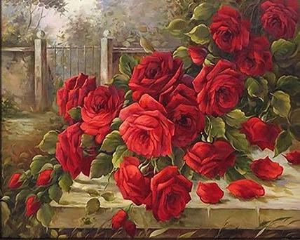 

Romantic Red Flowers – Paint By Numbers - 40*50CM, 501 Original