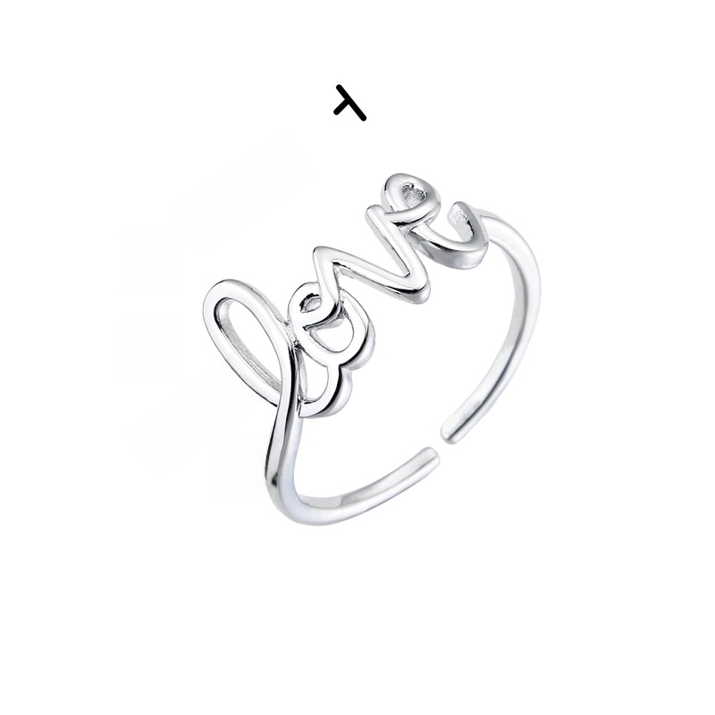 Fashion Copper Gold Plated Love English Letter Micro-set Zircon Open Ring