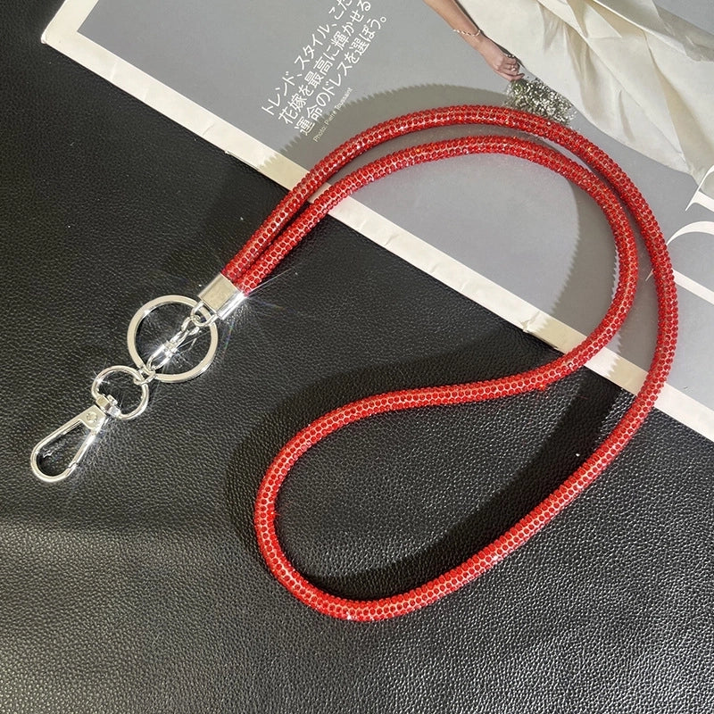 Minimalist Solid Color Rhinestone Inlay Rhinestones Bag Pendant Mobile Phone Chain