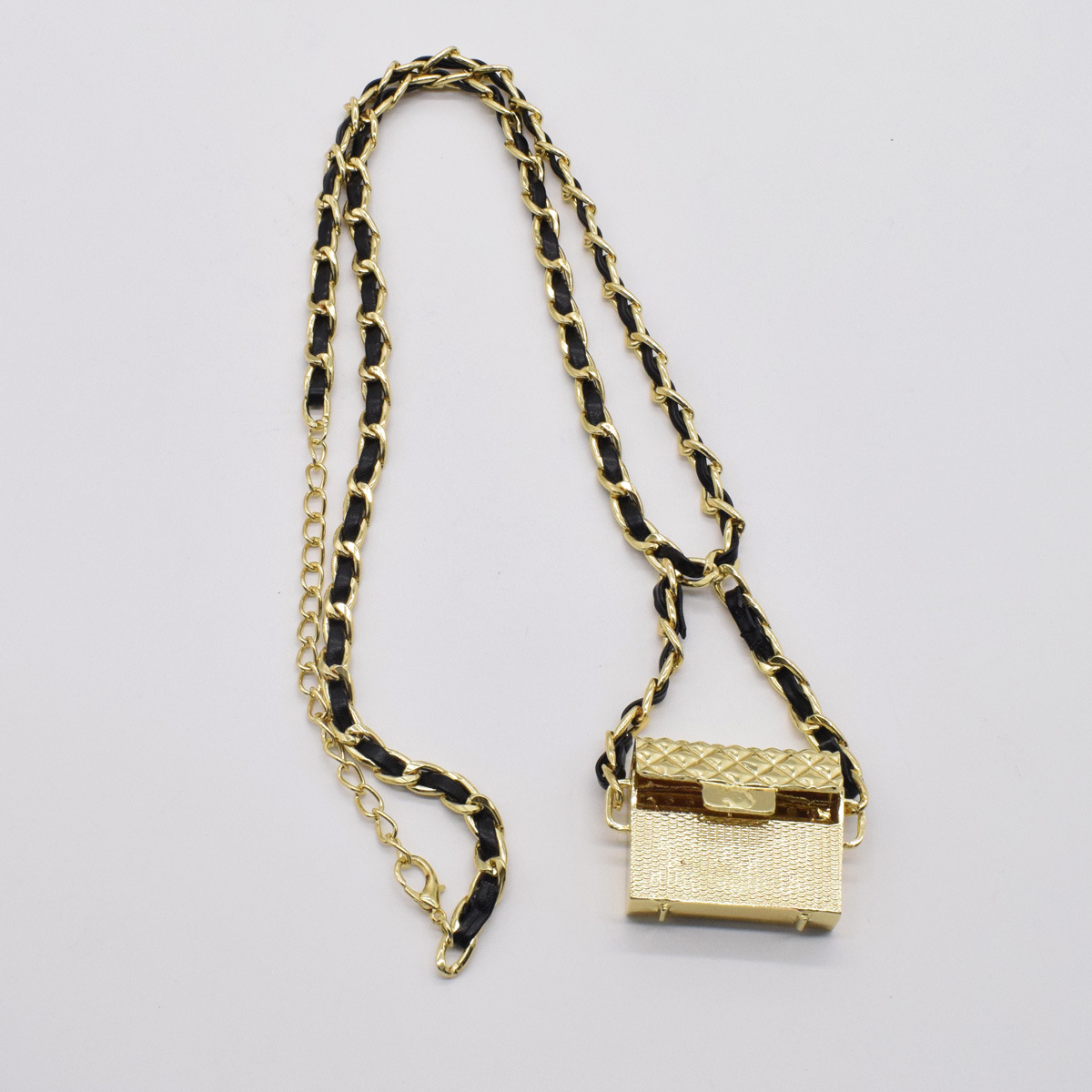 Metal chain small waist bag braided belt