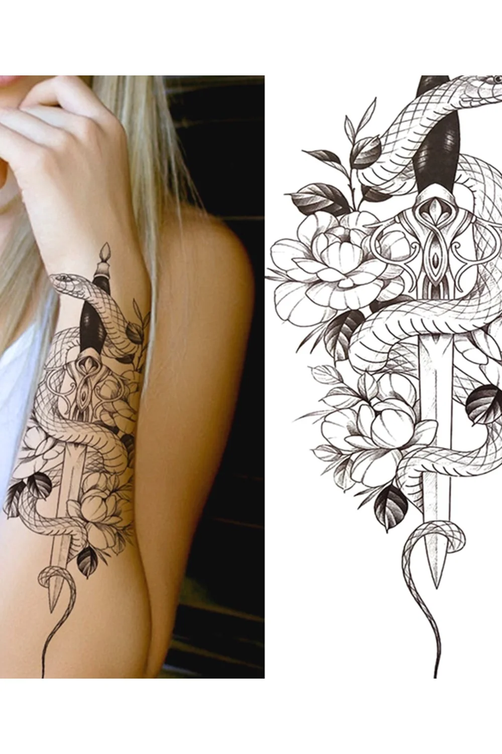  Forest Tattoo Sticker For Men Women Children Tiger Wolf Death Skull Temporary Tattoo Fake Henna Skeleton King Animal Tatoo 921-1