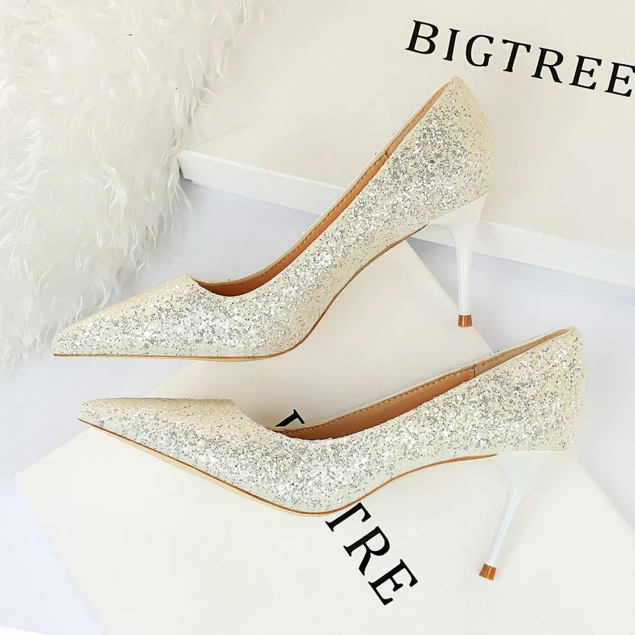 Colourp Colourp Sexy Nightclub Show Thin High Heels Women's Shoes With High Heels Fashion Shine