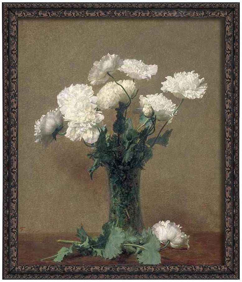 Flower Painting Poster for Bathroom Art Reproduction, Canvas Prints Picture Canvas Wall Art for Living Room Decor Framed Wall Art Black Frame,20x22cm,8 inch x9 inch  C-Black