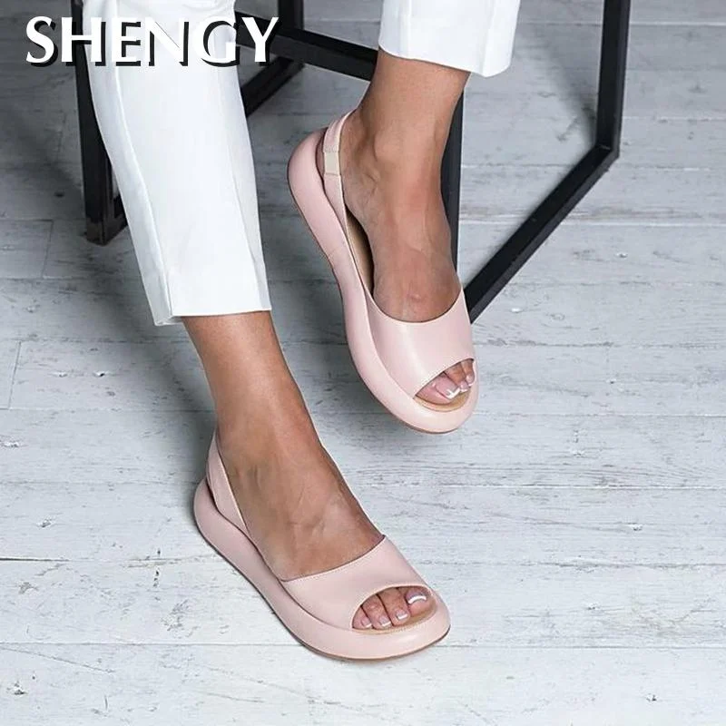 2020 Summer Women Sandals Fish Mouth Elegant  Ladies Shoes Slip On Solid  Female Single Shoes Casual Soft Office Flats