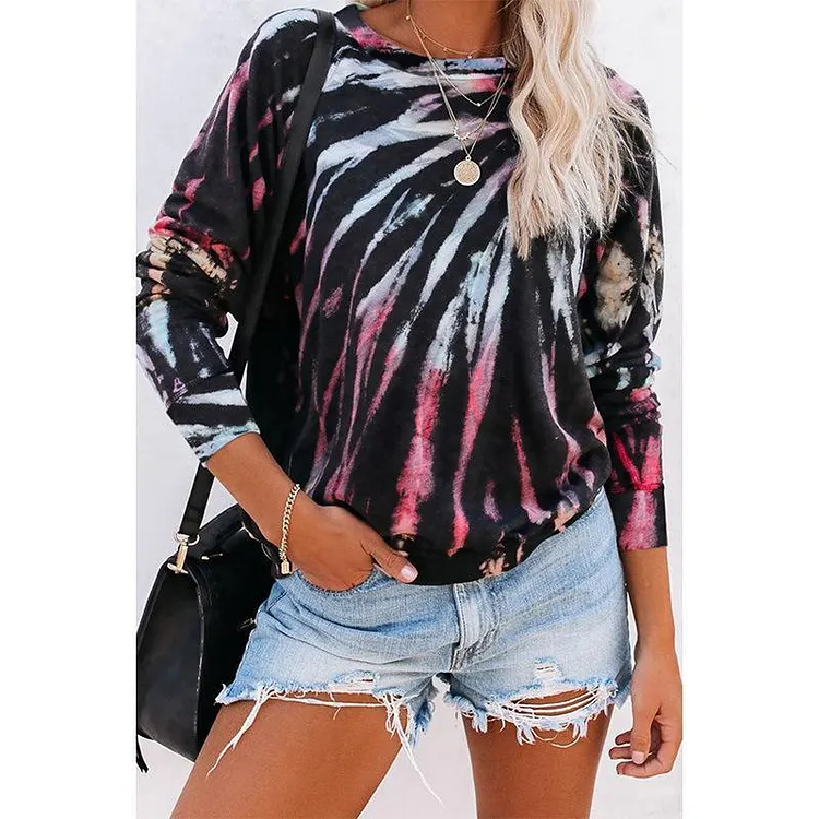 Women's casual tie dye printing sweater
