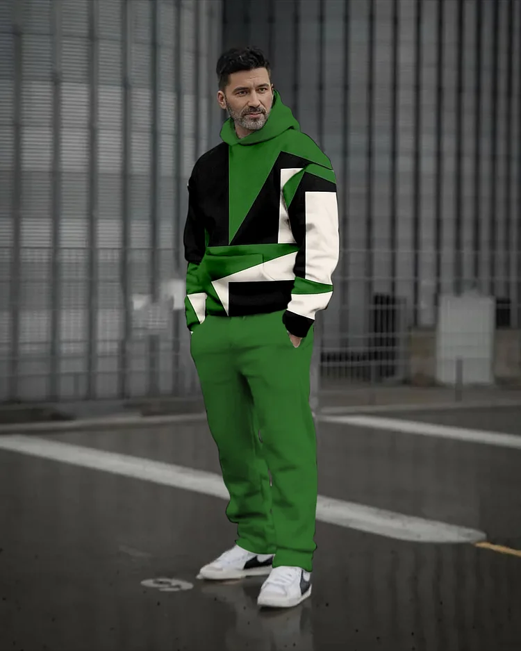 Men's Colorblock Hoodie Set 179