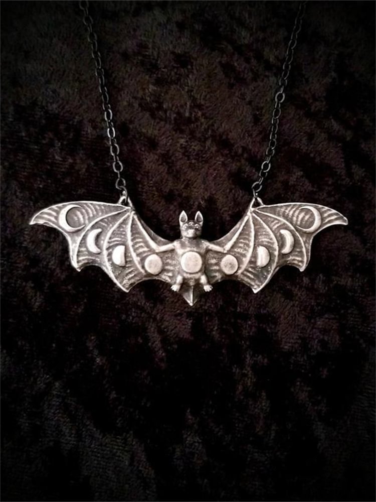Artwishers Vintage Bat With Mystical Moon Phase Necklace