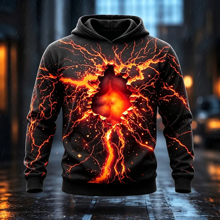 Men's Vintage Halloween Art Print Casual Hoodie