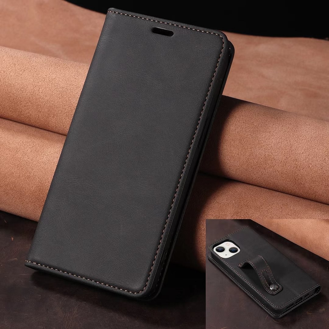 Solid Color Leather Flip Wallet Phone Case