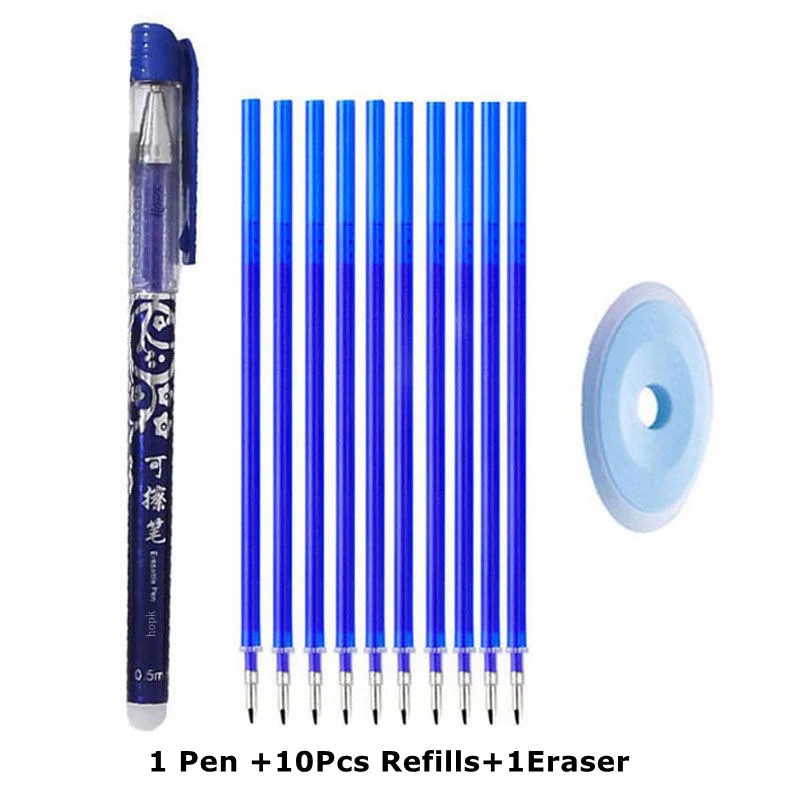 Erasable Pen Refills Rod Set 0.5mm Needle/0.7mm Bullet tip Washable Handle Erasable Ballpoint Pen for School Pen Writing Tools