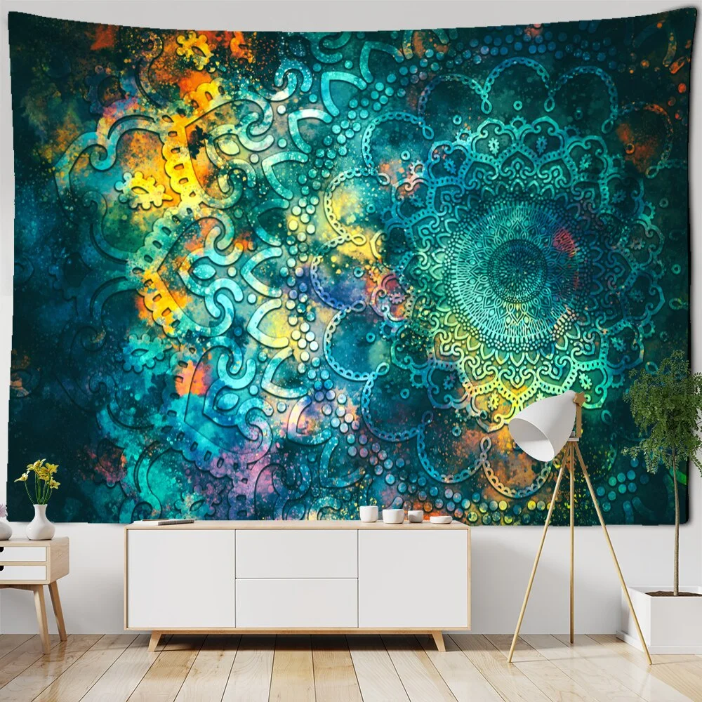 Starry Sky Mandala Tapestry Wall Hanging Psychedelic Witchcraft Abstract Hippie Tapiz Bohemian Home Decor